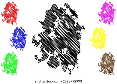 Lake Nipigon (Canada, North America) map vector illustration, scribble sketch Lake Winipigoos or Nipigon map