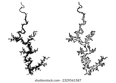 Lake Norfork Reservoir (United States of America, North America, us, usa, Arkansas and Missouri) map vector illustration, scribble sketch Norfork Dam map