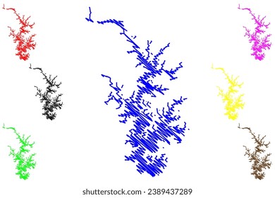 Lake Norman Reservoir (Vereinigte Staaten von Amerika, Nordamerika, uns, usa, North Carolina) Karte, Vektorgrafik, Skizze Cowans Ford Dam Karte