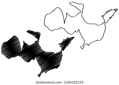 Lake North Aral Sea (Republic of Kazakhstan) map vector illustration, scribble sketch map