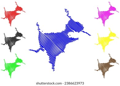 Lake of North (Canada, United States, North America, us) map vector illustration, scribble sketch North Lake map