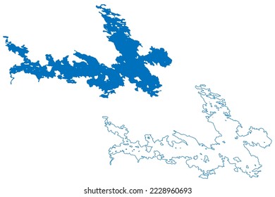 Lake Nyuk (Russia, Russian Federation, Republic of Karelia) map vector illustration, scribble sketch Nuokkijärvi map