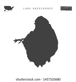 Lake Okeechobee Blank Vector Map Isolated on White Background. High-Detailed Black Silhouette Map of Lake Okeechobee.