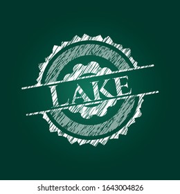 Lake on blackboard. Vector Illustration. Detailed.