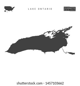 Lake Ontario Blank Vector Map Isolated on White Background. High-Detailed Black Silhouette Map of Lake Ontario.