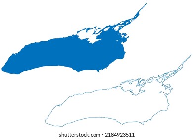 Lake Ontario (Canada, United States, North America, Us, Great Lakes) Map Vector Illustration, Scribble Sketch Map