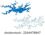 Lake Ouachita Reservoir (United States of America, North America, us, usa, Arkansas) map vector illustration, scribble sketch Blakely Mountain Dam map