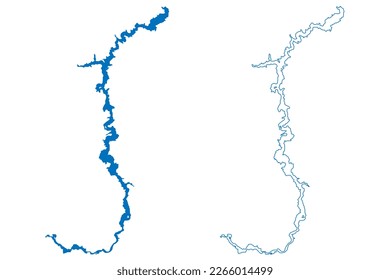 Lake Owyhee Reservoir (United States of America, North America, us, usa, Oregon) map vector illustration, scribble sketch Owyhee Dam map