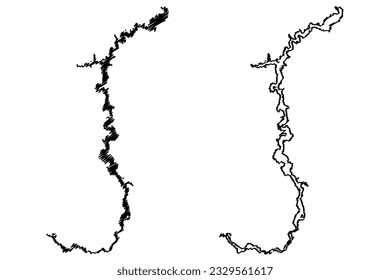 Lake Owyhee Reservoir (United States of America, North America, us, usa, Oregon) map vector illustration, scribble sketch Owyhee Dam map