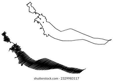 Lake Painted Rock Reservoir (United States of America, North America, us, usa, Arizona) map vector illustration, scribble sketch Painted Rock Dam map