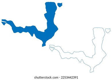 Lake Palic (Republic of Serbia) map vector illustration, scribble sketch Palić, Palićko jezero or Palicsi-tó map