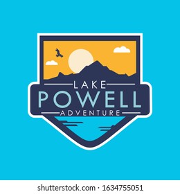 lake patch and logo design for outdoor adventure or t-shirt design