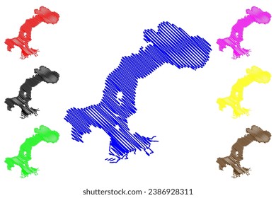 Lake Patzcuaro (United Mexican States, Mexico, central america) map vector illustration, scribble sketch Lago de Pátzcuaro map