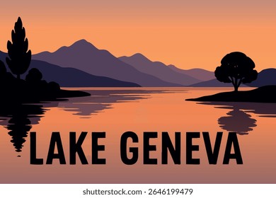 As praias pacíficas do Lago de Genebra oferecem uma fuga serena, com os tons quentes do pôr do sol lançando um brilho dourado sobre a água e as montanhas circundantes