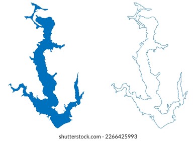 Lake Perry Reservoir (United States of America, North America, us, usa, Kansas) map vector illustration, scribble sketch Perry Dam map