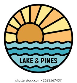 Lake and pines logo. Outline lake and pines vector logo color flat isolated