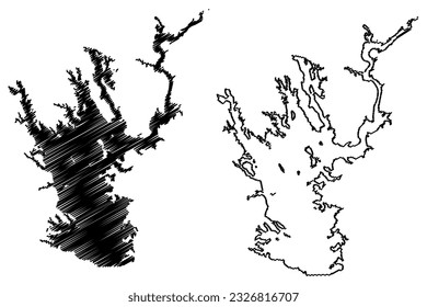 Lake Pleasant Reservoir (United States of America, North America, us, usa, Arizona) map vector illustration, scribble sketch New Waddell Dam map