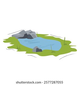 lake. Pond on green lawn 