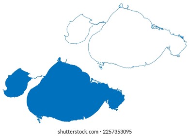 Lake Pontchartrain and Maurepas (United States of America, North America, us, usa, Louisiana) map vector illustration, scribble sketch Lac Maurepas map