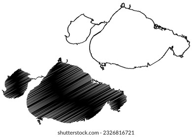 Lake Pontchartrain and Maurepas (United States of America, North America, us, usa, Louisiana) map vector illustration, scribble sketch Lac Maurepas map