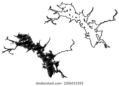 Lake Porttipahta Reservoir (Republic of Finland) map vector illustration, scribble sketch map
