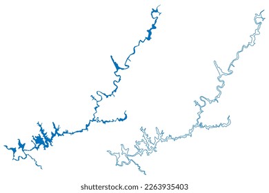 Lake Powell Reservoir (United States of America, North America, us, usa, Utah and Arizona) map vector illustration, scribble sketch Glen Canyon Dam map