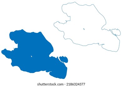 Lake Qinghai (People's Republic of China) map vector illustration, scribble sketch Ch'inghai Lake map