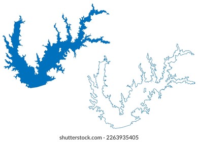 Lake Ray Roberts Reservoir (United States of America, North America, us, usa, Texas) map vector illustration, scribble sketch Ray Roberts Dam map