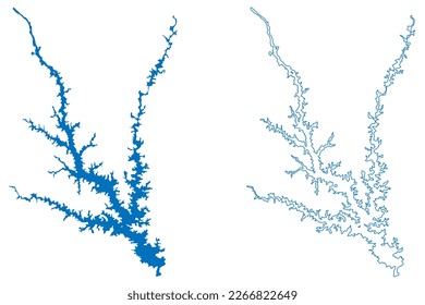 Lake Richard B. Russell Reservoir (United States of America, North America, us, usa, Georgia and South Carolina) map vector illustration, scribble sketch Richard B. Russell Dam map