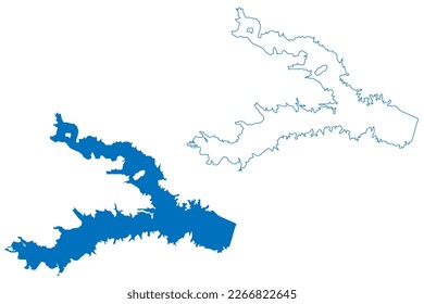 Lake Richland-Chambers Reservoir (United States of America, North America, us, usa, Texas) map vector illustration, scribble sketch Richland Chambers Dam map