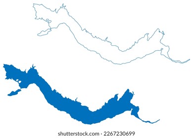 Lake Riffe Reservoir (United States of America, North America, us, usa, Washington) map vector illustration, scribble sketch Mossyrock Dam map