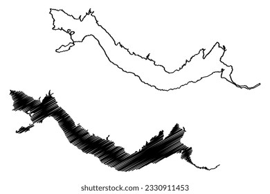 Lake Riffe Reservoir (United States of America, North America, us, usa, Washington) map vector illustration, scribble sketch Mossyrock Dam map