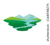 Lake and River Pine Forest Mountain View Landscape Vector
