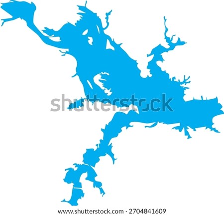 Lake Robert S. Kerr Map Shape Reservoir in Oklahoma