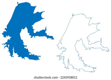Lake Roseires Dam (Africa, Republic of the Sudan, North Sudan) map vector illustration, scribble sketch map