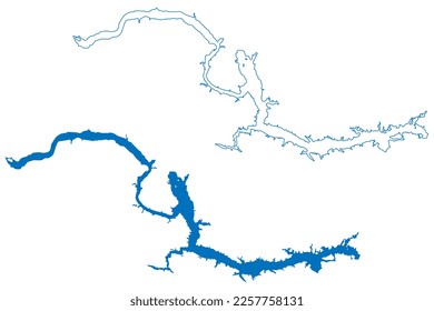 Lake Sakakawea Reservoir (United States of America, North America, us, usa, North Dakota) map vector illustration, scribble sketch Garrison Dam map