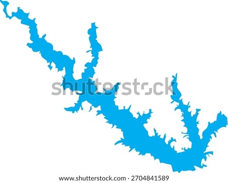 Lake Sam Rayburn Reservoir Map Shape in Texas
