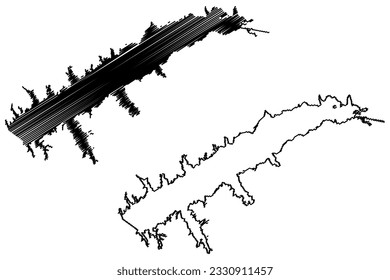 Lake Sardis Reservoir (United States of America, North America, us, usa, Mississippi) map vector illustration, scribble sketch Sardis Dam map