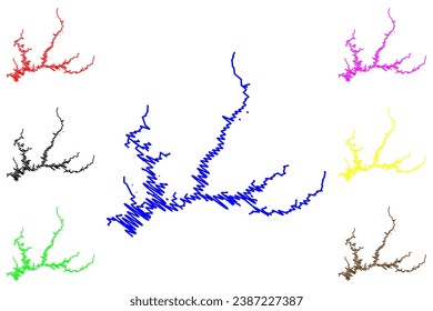Lake Shasta Reservoir (United States of America, North America, us, usa, California) map vector illustration, scribble sketch Shasta Dam map