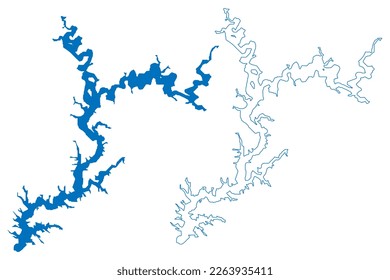 Lake Shelbyville Reservoir (United States of America, North America, us, usa, Illinois) map vector illustration, scribble sketch Shelbyville Dam map