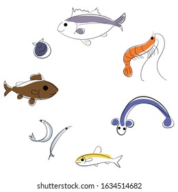 Lake Shinji seven rare fish illustrations 7 species