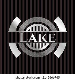 Lake silvery badge or emblem. Vector Illustration. Mosaic. 