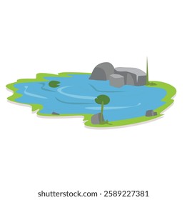 lake. Small pond with water lily.