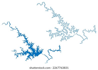 Lake Smith Mountain and Leesville Reservoir (United States of America, North America, us, usa, Virginia) map vector illustration, scribble sketch Soldier Creek Dam map