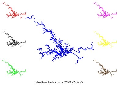 Lake Smith Mountain and Leesville Reservoir (United States of America, North America, us, usa, Virginia) map vector illustration, scribble sketch Soldier Creek Dam map