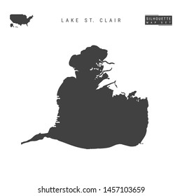 Lake St. Clair Blank Vector Map Isolated on White Background. High-Detailed Black Silhouette Map of Lake St. Clair.
