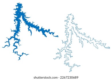 Lake Stockton Reservoir (United States of America, North America, us, usa, Missouri) map vector illustration, scribble sketch Stockton Dam map