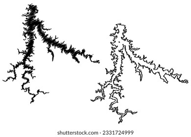 Lake Stockton Reservoir (United States of America, North America, us, usa, Missouri) map vector illustration, scribble sketch Stockton Dam map