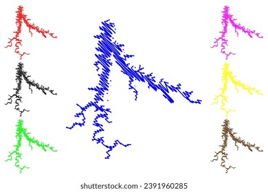 Lake Stockton Reservoir (United States of America, North America, us, usa, Missouri) map vector illustration, scribble sketch Stockton Dam map