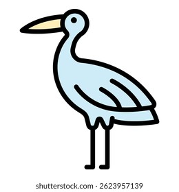Lake stork icon. Outline lake stork vector icon color flat isolated
